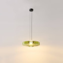 Sospensione LED contemporanea con disco in vetro colorato 45 cm - Solvani
