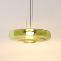 Sospensione LED contemporanea con disco in vetro colorato 45 cm - Solvani