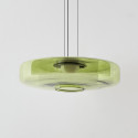 Sospensione LED contemporanea con disco in vetro colorato 45 cm - Solvani