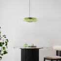 Sospensione LED contemporanea con disco in vetro colorato 45 cm - Solvani