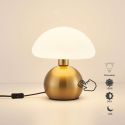 Lampada da tavolo a fungo con base dorata e paralume opalino - Leonie