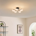 Plafoniera dimmerabile nera e bianca con 5 sfere luminose - Vittoria