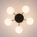 Plafoniera dimmerabile nera e bianca con 5 sfere luminose - Vittoria
