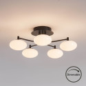 Plafoniera dimmerabile nera e bianca con 5 sfere luminose - Vittoria