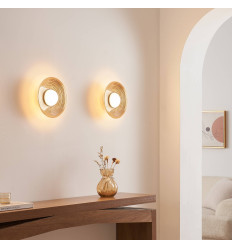 Applique LED di design rotonda in vetro ambrato con... 2