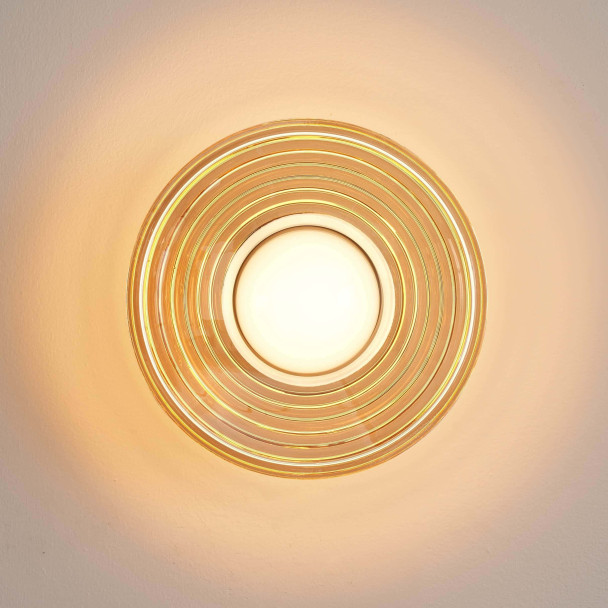 Applique LED di design rotonda in vetro ambrato...