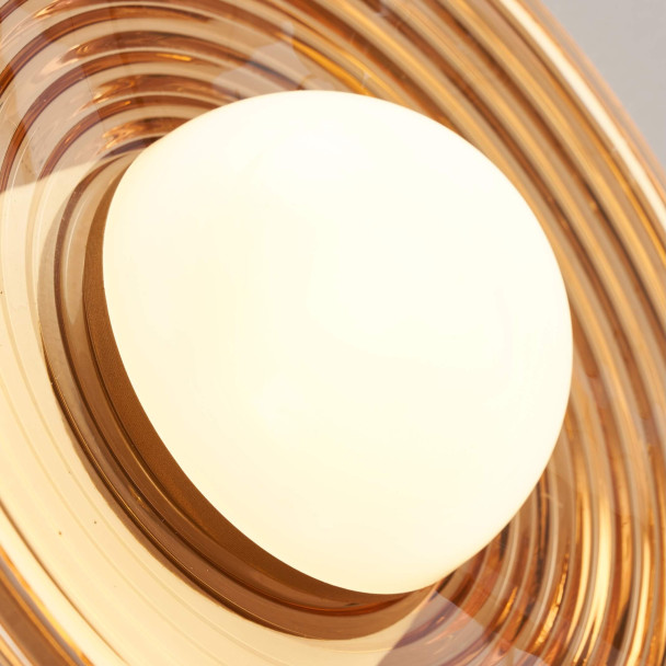Applique LED di design rotonda in vetro ambrato...