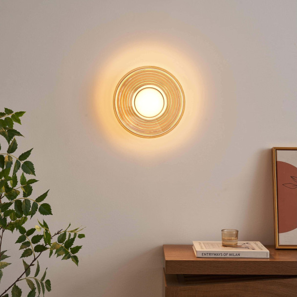 Applique LED di design rotonda in vetro ambrato...