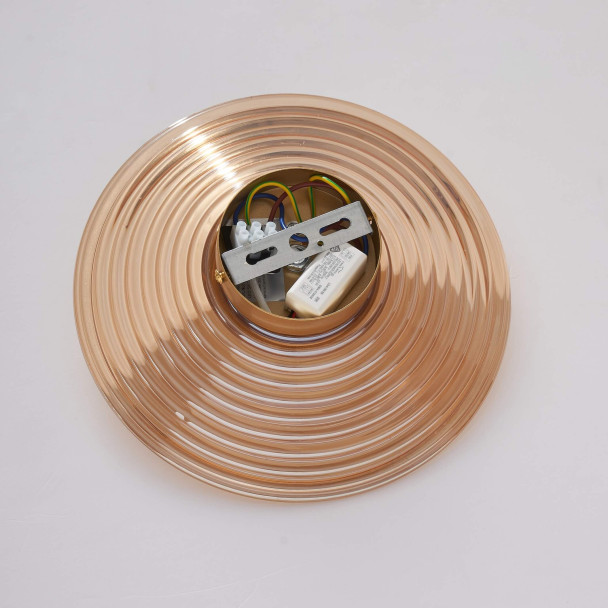 Applique LED di design rotonda in vetro ambrato...