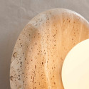 Applique decorativa rotonda in travertino e vetro bianco - Milenka