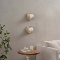 Applique decorativa rotonda in travertino e vetro bianco - Milenka