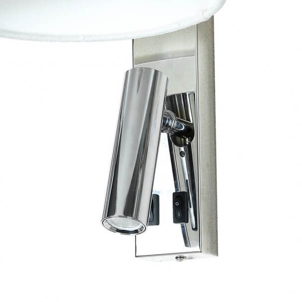Lampada da parete/lettura conica design in cromo e tessuto - Symetra
